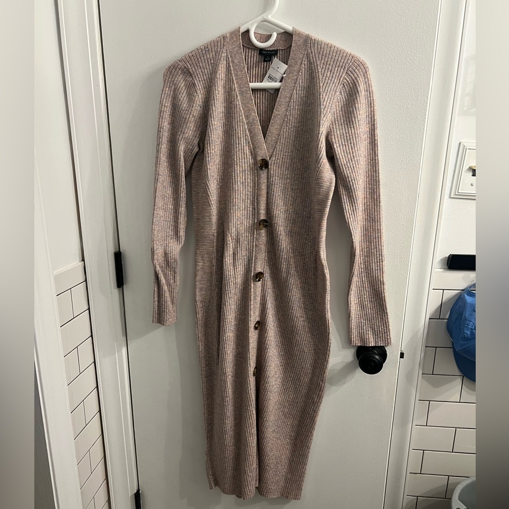 Ann Taylor Ribbed Knit Cardigan in Soft Pastels